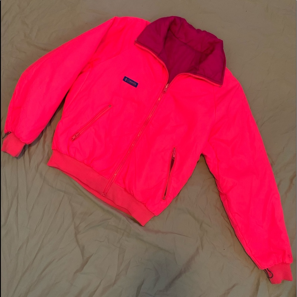 Vintage Neon Highlighter Pink Columbia Jacket